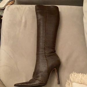 Brown Leather Pointy Toe Stiletto Boots